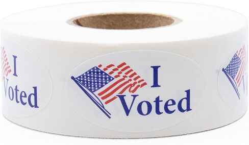 I Voted American Flag Oval Stickers - 500 Stickers/Roll, 1.375", Garment Safe Adhesive | Hand Out to Voters | LabelValue Brand in Saudi Arabia