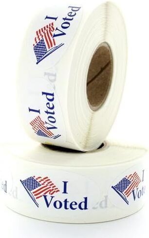 I Voted American Flag Oval Stickers - 500 Stickers/Roll, 1.375", Garment Safe Adhesive | Hand Out to Voters | LabelValue Brand in Saudi Arabia
