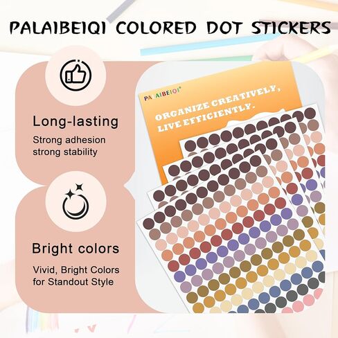 4400 PCS Dot Stickers,0.5 Inch Color Coding Labels,16 Morandi Colors,Round Stickers for Aesthetic Journaling,Office,Classroom,Student,Price Tagging,25 Sheets in Saudi Arabia