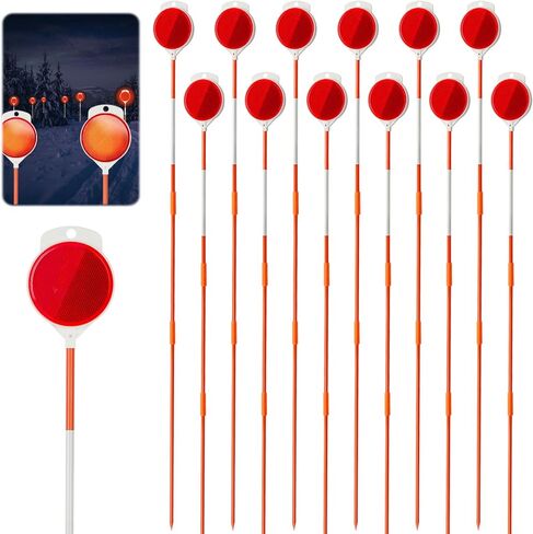 12 Pcs Reflective Driveway Markers, 48 Inch Double Sided Driveway Markers Reflectors for Snow Plowing Markers, Driveway, Walkways, Parking, Lots (Red) in Kuwait
