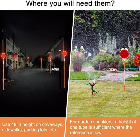 12 Pcs Reflective Driveway Markers, 48 Inch Double Sided Driveway Markers Reflectors for Snow Plowing Markers, Driveway, Walkways, Parking, Lots (Red) in Kuwait
