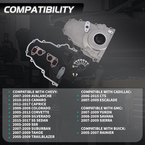 12633906 LS Front Timing Cover w/Gaskets bolts kit Compatible with Chevy 2007-2009 Avalanche 2010-2015 Camaro 2011-2017 Caprice 2009-2009 Colorado Replace 12600326 in Saudi Arabia
