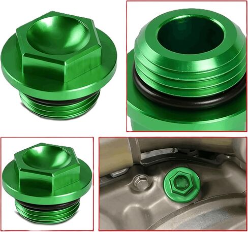 أغطية توقيت المحرك وسدادات حشو الزيت ومجموعة غطاء علبة المرافق المتوافقة مع Kawasaki KX250F KX450F KLX450R KX250 KX450 - ملحقات الدراجة الترابية المؤكسدة من الألومنيوم باللون الأخضر باستخدام الحاسب الآلي (أخضر) in Kuwait