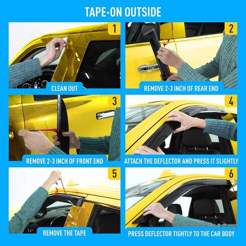 Extra Durable Window Deflectors Tape-On Window Visors Rain Guards Fit for Toyota Highlander 2020-2026, Sun Visors, Wind Vent for Shades, Exterior Car Accessories - 6pcs. AG0739 in Kuwait