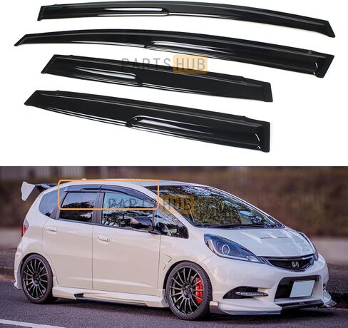 Fits for 2009-2014 Honda Fit GE8 Hatchback 3D Wavy JDM Mugen Style Window Visors Rain Guards Deflectors in Kuwait