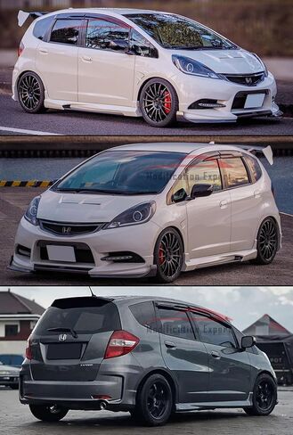 Fits for 2009-2014 Honda Fit GE8 Hatchback 3D Wavy JDM Mugen Style Window Visors Rain Guards Deflectors in Kuwait