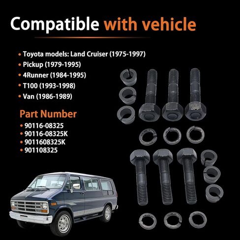 6 Pcs Hub Stud Bolts for Toyota Land Cruiser 1975-1997 Pickup 1979-1995 4Runner 1984-1995 T100 1993-1998 Van 1986-1989, Replaces 90116-08325 90116-08325K in Saudi Arabia