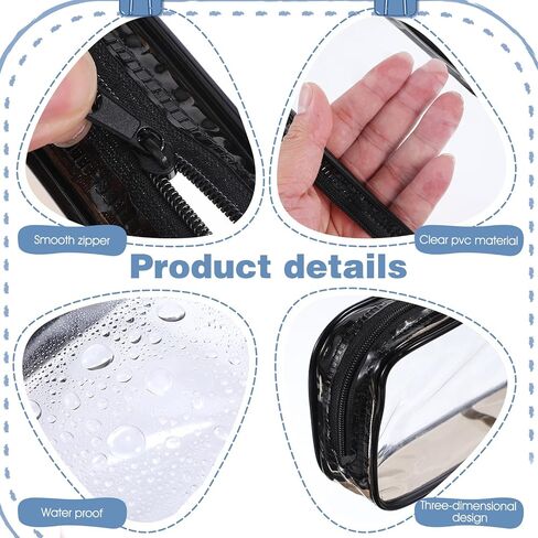 30 Pcs Clear Pencil Pouch Bulk Clear Pencil Case Bag 7.87x 1.38 Inch PVC Waterproof Travel Toiletry Makeup Zipper Pouches for Office Stationery Travel Storage(Black, White) in Kuwait