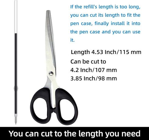 4.53 Inch Retractable Ballpoint Pen Refills, 1 mm Medium Tip Ink Pen Refills for Click Pens (Length 4.53 Inch/115 mm, Can be Cut to 4.2 Inch/107 mm or 3.85 Inch/98 mm) (Black, 35 Pcs) in Saudi Arabia