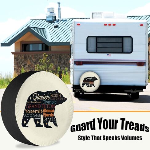 RV غطاء إطار احتياطي National Park Explorer مقاوم للماء والغبار عالمي لمقطورة SUV Van Camp Travel Trailer 12 "13" 14 "15" 16 "17 بوصة عجلة in Kuwait