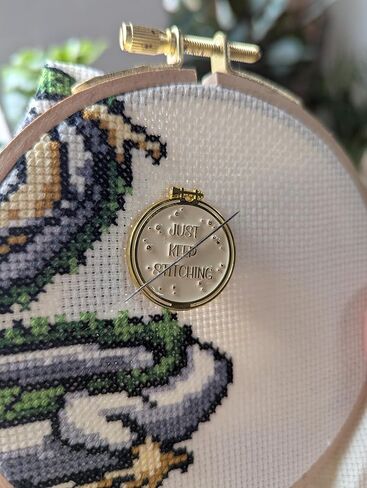 Just Keep Stitching Magnetic Needle Minder, Enamel Cross Stitch Accessory, Embroidery Tool in Saudi Arabia