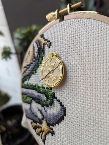 Just Keep Stitching Magnetic Needle Minder, Enamel Cross Stitch Accessory, Embroidery Tool in Saudi Arabia