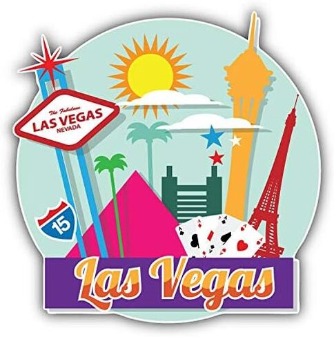 Las Vegas City USA Cartoon Label Decorative Scrapbooking Sticker Waterproof Vinyl Stickers for Water Bottle, Laptop & Phone Case – 50 Pack in Kuwait
