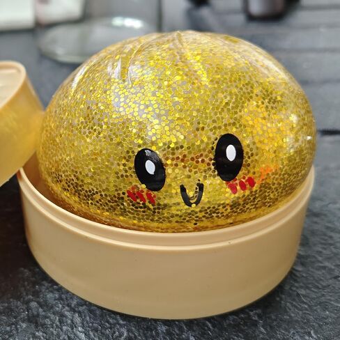 Dumpling Squishies, Glitter Dumpling Mystery Box, Colorful Dumplings Stress Balls Fidget Sensory Toy, Squeeze Stress Balls for Adults, with Steamer Stretchy Desk Toys (Glitter White) in Saudi Arabia