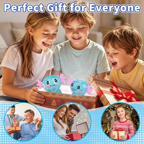 Axolotl Squishy Toy Blue, Slow Rising Glitter Fidget Toy, Cute Malt Sugar Axolotl Squishy Stress Relief Sensory Toy, Soft Squeeze Fidget Toy for Kids Teens Adults, Party Favor Gift in Kuwait