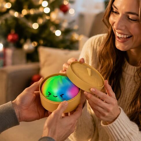 Rainbow Dumpling Toy with Steamer Case, Funny Squeeze Dough Stress Ball, Realistic Steamed Bun Squeezing Toy for Fidget Sensory Anxiety Relief Calming Travel Accessory Gift in Saudi Arabia