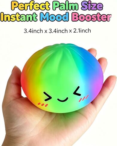 Rainbow Dumpling Toy with Steamer Case, Funny Squeeze Dough Stress Ball, Realistic Steamed Bun Squeezing Toy for Fidget Sensory Anxiety Relief Calming Travel Accessory Gift in Saudi Arabia
