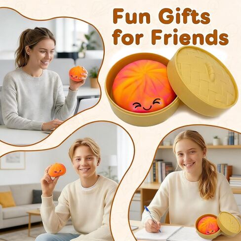 4pcs Tie Dye Dumplings Toy with Steamer Box Funny Squeeze Dough Stress Ball Realistic Steamed Bun Fidget Sensory Toy for Desk Anxiety Relief Calming Travel Accessory Gift in Saudi Arabia
