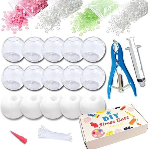 Donpidd DIY Stress Ball Making Kit 15 TPR Skins,4.2 oz Fillers,1 Vacuum Tool,20 Cable Tie for Create ASMR Anxiety Relief Toys Crunchy Relaxing (1 Set) in Saudi Arabia