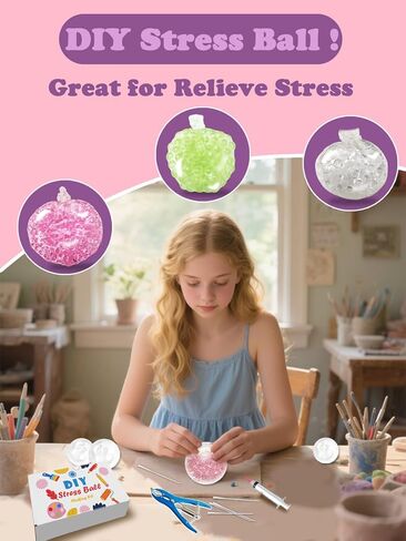 Donpidd DIY Stress Ball Making Kit 15 TPR Skins,4.2 oz Fillers,1 Vacuum Tool,20 Cable Tie for Create ASMR Anxiety Relief Toys Crunchy Relaxing (1 Set) in Saudi Arabia