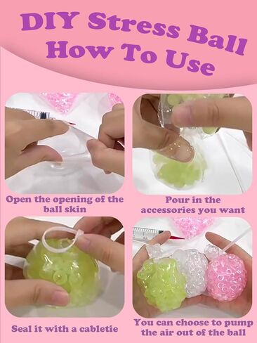 Donpidd DIY Stress Ball Making Kit 15 TPR Skins,4.2 oz Fillers,1 Vacuum Tool,20 Cable Tie for Create ASMR Anxiety Relief Toys Crunchy Relaxing (1 Set) in Saudi Arabia