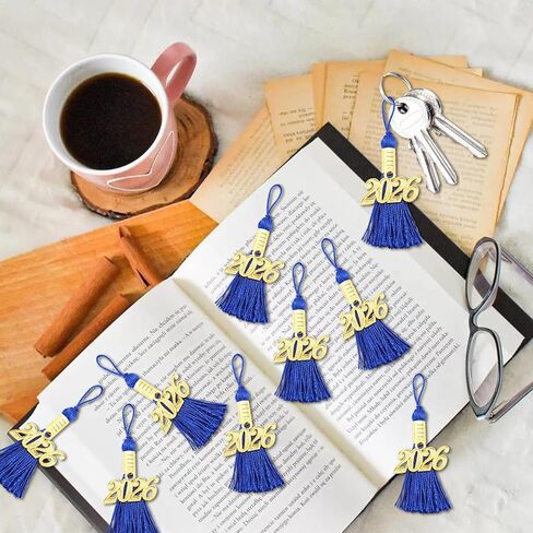 100 Pcs 2026 Blue Mini Tassels for Craft 2.4inch Graduation Silk Tassels Party Favors Mini Bookmark for Graduation Decor, Chocolates Decor, Keychain Making in Kuwait