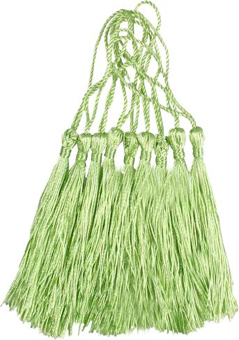 pson 100PCS 5.5 Inch Handmade Silk Bookmark Tassels, Light Green Craft Mini Tassels with Loops for Books, DIY Craft, Jewelry Making, Book Lovers & Collection in Kuwait
