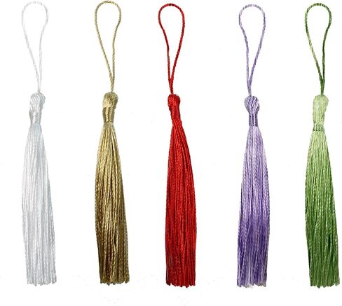 pson 100PCS 5.5 Inch Handmade Silk Bookmark Tassels, Light Green Craft Mini Tassels with Loops for Books, DIY Craft, Jewelry Making, Book Lovers & Collection in Kuwait