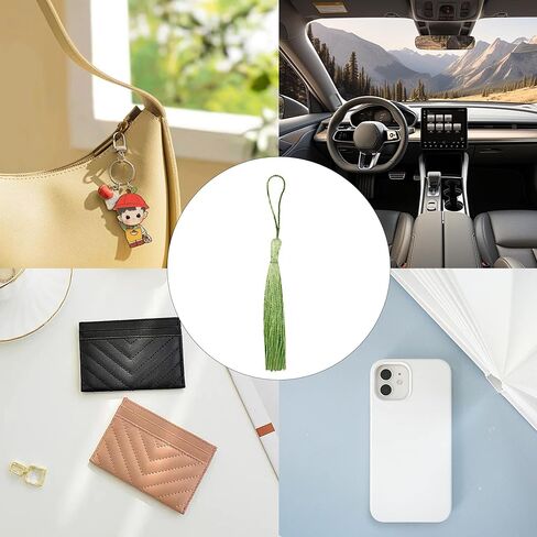 pson 100PCS 5.5 Inch Handmade Silk Bookmark Tassels, Light Green Craft Mini Tassels with Loops for Books, DIY Craft, Jewelry Making, Book Lovers & Collection in Kuwait
