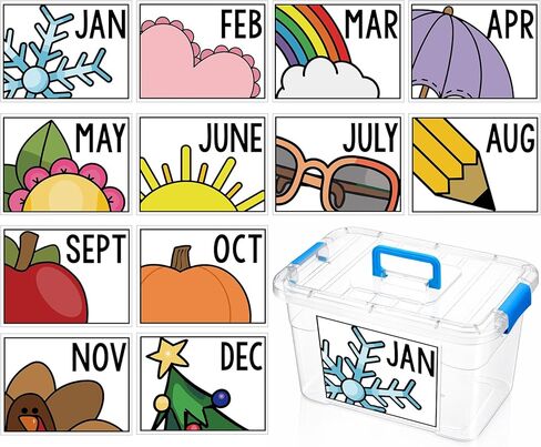 Sabary 12 Pcs Months of The Year Stickers for Classroom Storage Bins, 8.66"x6.69" Holiday Monthly Planner Stickers Calendar Month Headliners Wall Bulletin Board Decoration for Students School Teachers in Saudi Arabia