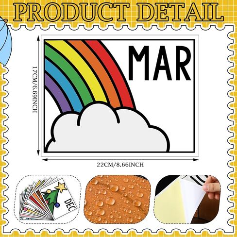 Sabary 12 Pcs Months of The Year Stickers for Classroom Storage Bins, 8.66"x6.69" Holiday Monthly Planner Stickers Calendar Month Headliners Wall Bulletin Board Decoration for Students School Teachers in Saudi Arabia