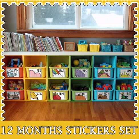 Sabary 12 Pcs Months of The Year Stickers for Classroom Storage Bins, 8.66"x6.69" Holiday Monthly Planner Stickers Calendar Month Headliners Wall Bulletin Board Decoration for Students School Teachers in Saudi Arabia