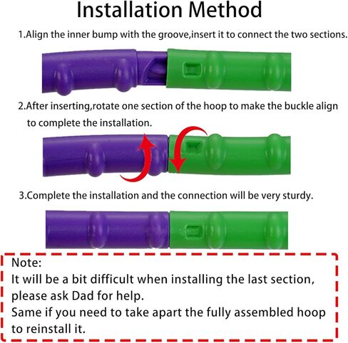 32 Inch Exercise Hoop for Kids& Adults - Colorful Detachable Exercise Hoop with Massage Nodes, Adjustable Fitness Hoop for Family Workout, Weight Loss & Waist Training, Portable Home Gym Equipment in Saudi Arabia
