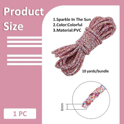 SUPERFINDINGS 1 قطعة 10 ياردة كريستال حجر الراين أنبوب حبل بريق الترتر حبل PVC ملون حجر الراين حبل أنبوب الحبل لفستان الزفاف زي زين مجوهرات الإكسسوارات DIY حقائب الحرف اليدوية in Kuwait