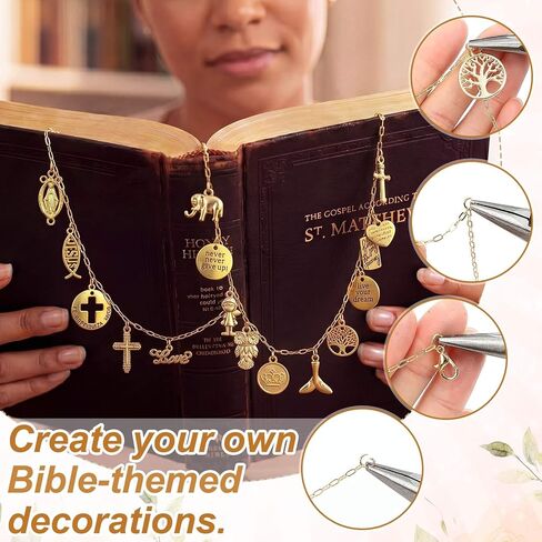 VioraWhite 1 مجموعة DIY سحر الكتاب المقدس صنع عدة، سلاسل الذهب سحر الكتاب المقدس، المشابك جراد البحر وأدوات كاملة، الحرف الدينية المسيحية لأنشطة الكنيسة، هدايا المعمودية الإيمان (النمط الأساسي) in Kuwait