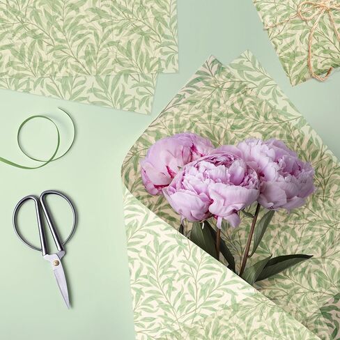 100 Sheets 20 x 14 Inch Sage Green Leaf William Morris Style Tissue Paper, Vintage Green Leaf Printed Decorative Wrapping Tissue Paper, Art Tissue Paper for Party Gift Bags Fillers, Birthday, Wedding in Saudi Arabia