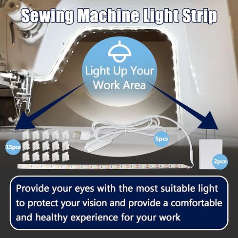 5Pcs Sewing Machine Light Strip with Pushbutton Dimmer, 12IN Sewing Machine Lights Led Strip with 17LEDS, Daylight White Sewing Machine Light Fits All Sewing Machines in Kuwait