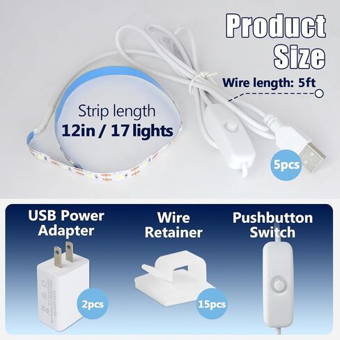 5Pcs Sewing Machine Light Strip with Pushbutton Dimmer, 12IN Sewing Machine Lights Led Strip with 17LEDS, Daylight White Sewing Machine Light Fits All Sewing Machines in Kuwait