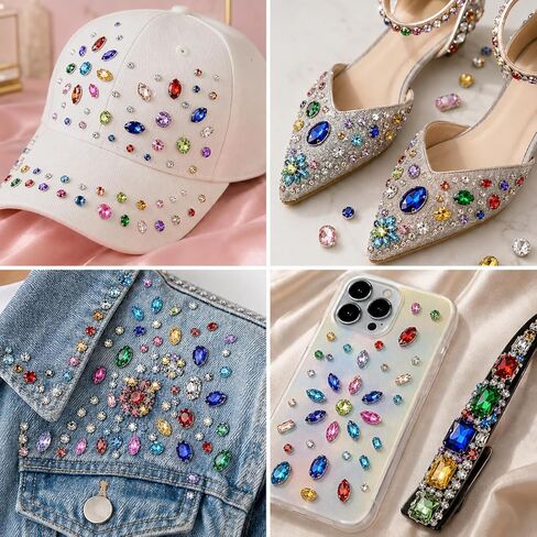 240PCS Sew On Rhinestones for Hats, Sew Bedazzling Kit for Crafting & Nails, Multi-Color Claw Flatback Crystal Gems with Metal Base, Large Gems for Bedazzling Clothes Shoes Bags DIY Accessories in Kuwait