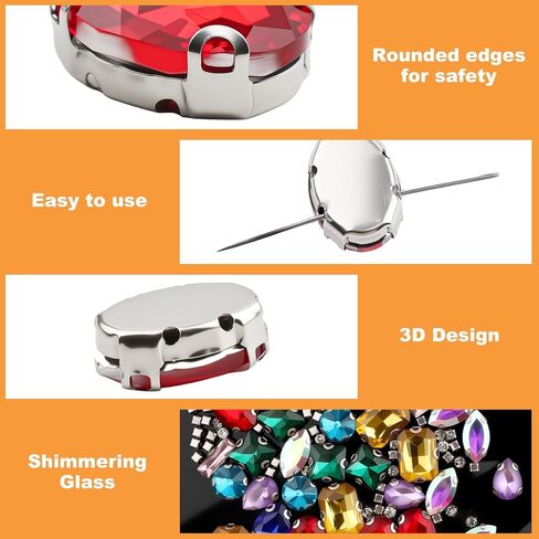 240PCS Sew On Rhinestones for Hats, Sew Bedazzling Kit for Crafting & Nails, Multi-Color Claw Flatback Crystal Gems with Metal Base, Large Gems for Bedazzling Clothes Shoes Bags DIY Accessories in Kuwait