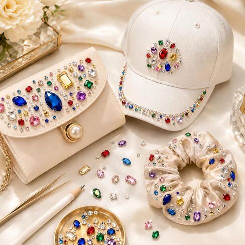 240PCS Sew On Rhinestones for Hats, Sew Bedazzling Kit for Crafting & Nails, Multi-Color Claw Flatback Crystal Gems with Metal Base, Large Gems for Bedazzling Clothes Shoes Bags DIY Accessories in Kuwait
