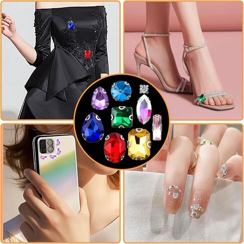 240PCS Sew On Rhinestones for Hats, Sew Bedazzling Kit for Crafting & Nails, Multi-Color Claw Flatback Crystal Gems with Metal Base, Large Gems for Bedazzling Clothes Shoes Bags DIY Accessories in Kuwait