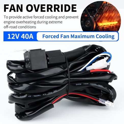 مجموعة أدوات التحكم لمروحة الرادياتير - DC12V 40A، مجموعة أدوات التحكم 1 على 1 مع مفتاح تجاوز يدوي، تسمح بتنشيط المروحة القسرية لتبريد المحرك in Kuwait