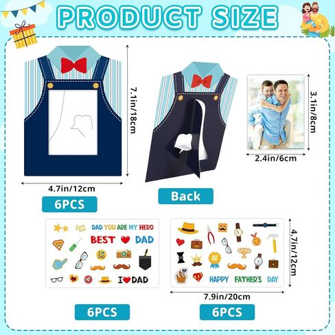 Sereliy 24 Set Father's Day Picture Frame Crafts Kits, Father's Day Shirt Standing Paper DIY Photo Frames for Party Gifts Supplies (Dad.24) in Kuwait