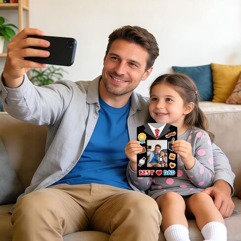 Sereliy 24 Set Father's Day Picture Frame Crafts Kits, Father's Day Shirt Standing Paper DIY Photo Frames for Party Gifts Supplies (Dad.24) in Kuwait