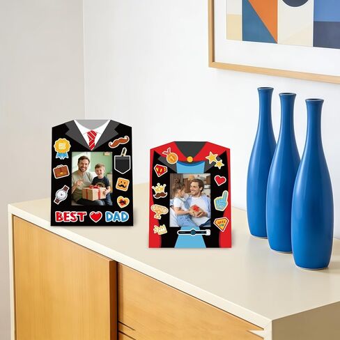 Sereliy 24 Set Father's Day Picture Frame Crafts Kits, Father's Day Shirt Standing Paper DIY Photo Frames for Party Gifts Supplies (Dad.24) in Kuwait