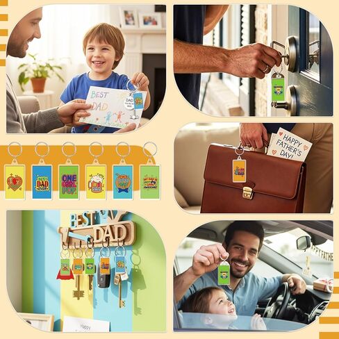 Gerrii 48 Pcs Acrylic Father's Day Keychains Crafts Bulk Color Your Own Dad Keychains DIY Best Dad Ever Paper Crafts Gifts Kit for Kid Classroom Home Activities in Saudi Arabia