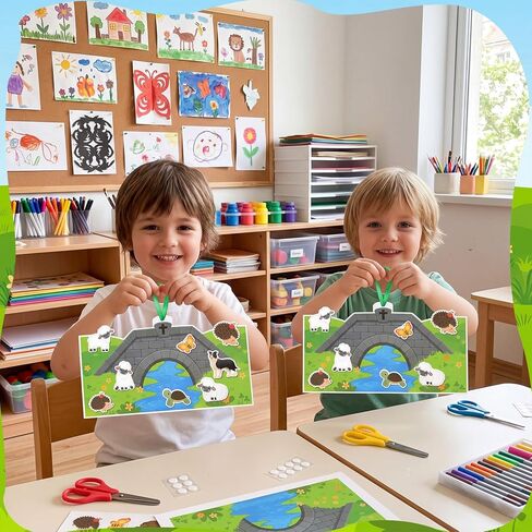 MotiMind 24 حزمة 2026 مجموعات الحرف جزيرة الزمرد لVbs 7.87 بوصة الريف الرعوي شنقا الديكور مع ملصقات الحيوانات موضوع المزرعة مجموعة الحرف اليدوية لمدرسة الأحد الكنيسة DIY هدية شنقا الديكور in Kuwait