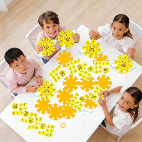 24 Sets Sunday School Crafts for Kids DIY God Says You Are Sun Paper Craft Kit Religious Christian Bible Hanging Ornaments with Stickers for Church VBS Home School Classroom Faith Activities Gifts in Kuwait