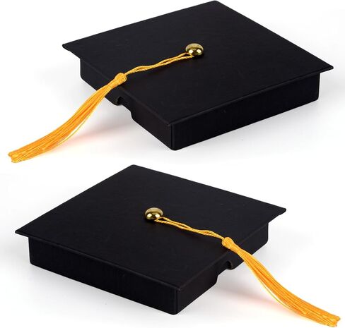Qumenan 2 Pcs Graduation Gift Box with Tassel Graduation Card Box Grad Keepsake Memory Decor for College Graduate High School Party Favor Supply (Black) in Saudi Arabia